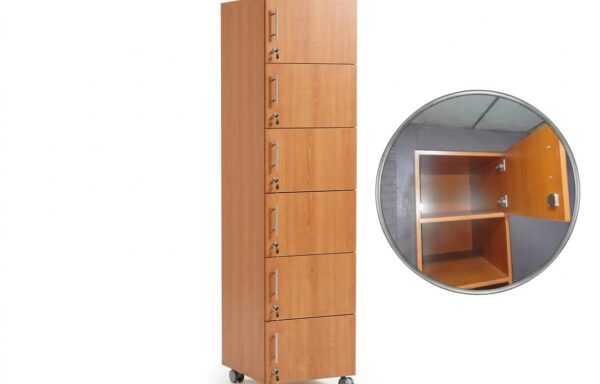 Locker vertical de melamina con 6 niveles y rodos